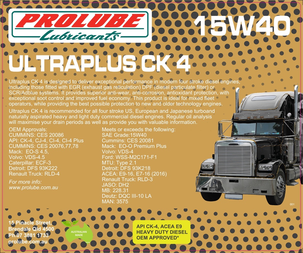 ULTRAPLUS CK4 15W40 205L