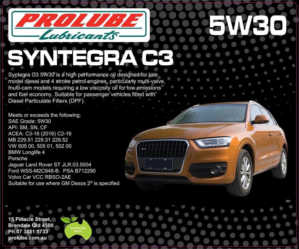 SYNTEGRA 5W30 SN CF C3 5L