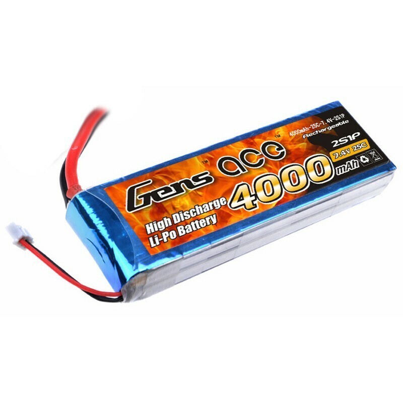 GENS ACE 4000MAH 25C 7.4V SOFT CASE LIPO BATTERY (DEANS PLUG)