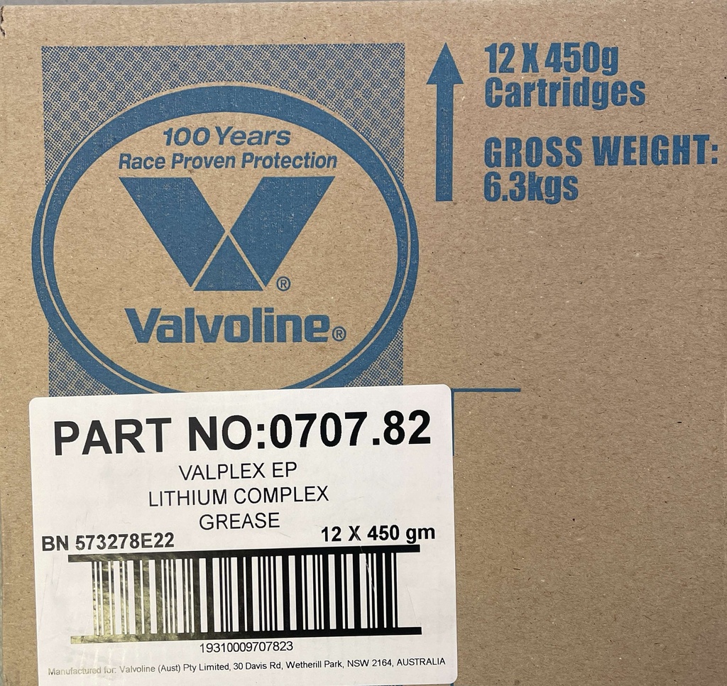 VALPLEX EP GREASE 450G BOX LOT OF 12 (0707.82)