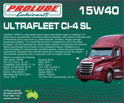 ULTRAFLEET 15W40 CI-4 SL 20L