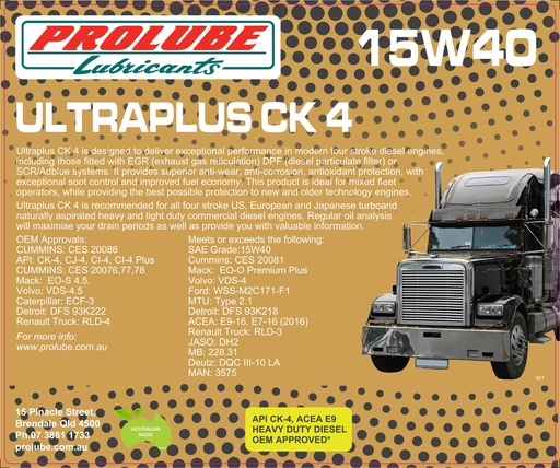 ULTRAPLUS CK4 15W40 205L