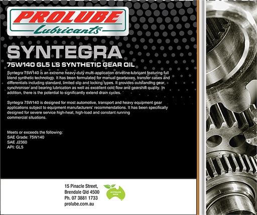 SYNTEGRA 75W140 GEAR OIL LS GL5 20L