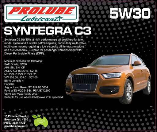 SYNTEGRA 5W30 SN CF C3 20L