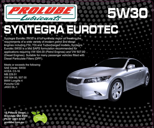 SYNTEGRA EUROTEC C3 5W30 VW 50700 20L