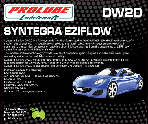 Syntergra EZI Flow 0W20 SP GF-6 20L