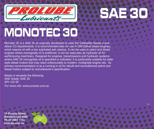 MONOTEC SAE30 CD SF 20L